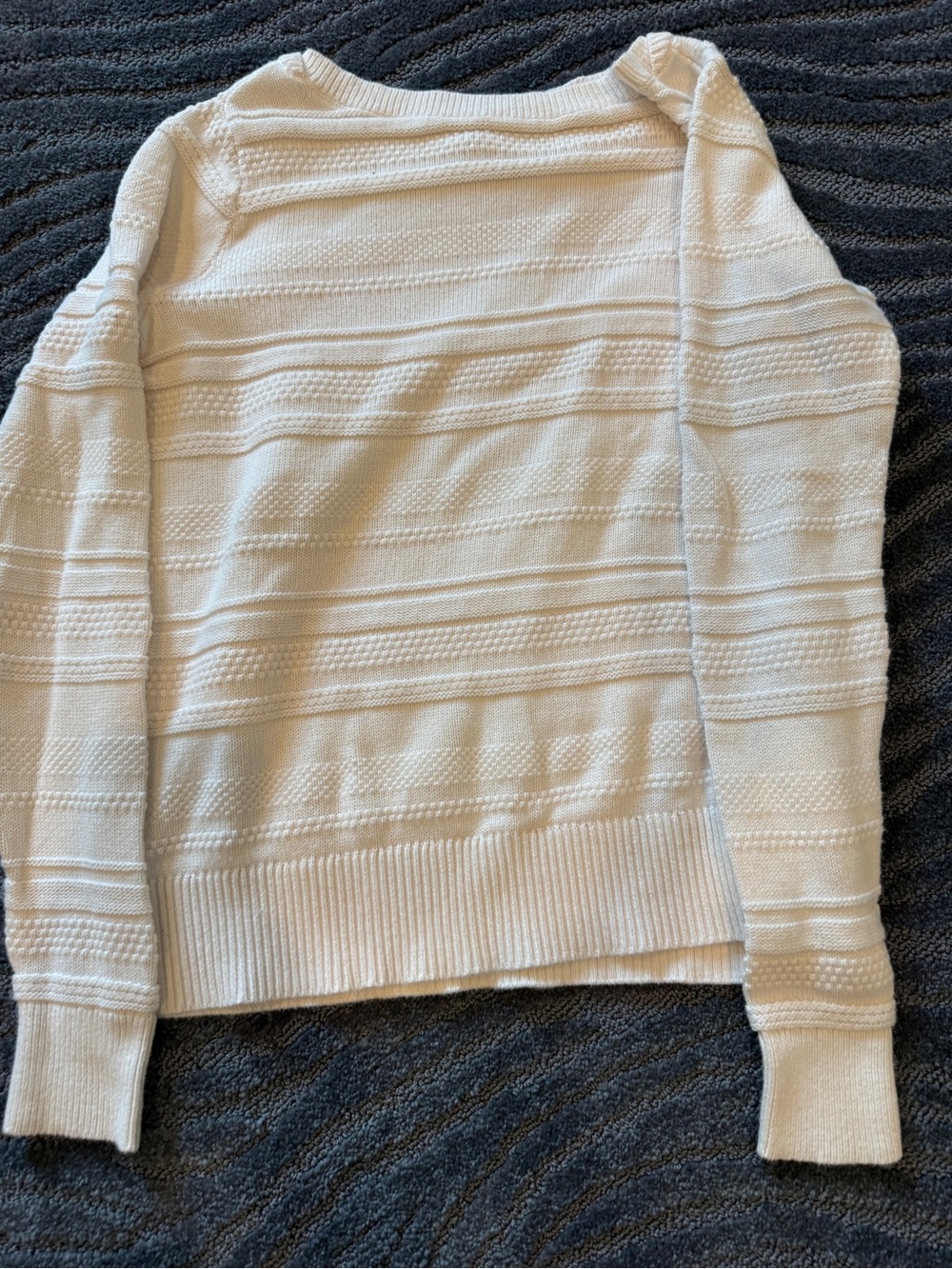LOFT Cream Textured Crewneck Sweater